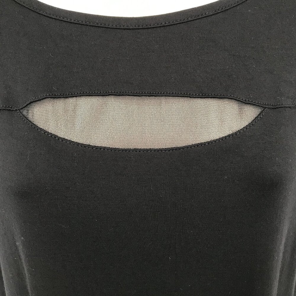 Tahari Womens Black Mesh Cutout Cap Sleeve Blouse Size M - Picture 3 of 6
